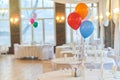 Three multi-colored balloons on holiday. Close-up balloons at an event