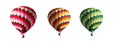 Three multi-colored balloons