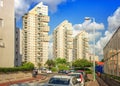 Three multi-story modern residential buildings