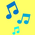 Three Musical Notes on yellow background