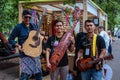 Three musicians from Indonesia with folk instrument