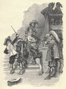 THREE MUSKETEERS. DArtagnan, Athos, Aramis, and Porthos. Illustration from a late 19th century edition, by