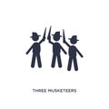 Three Musketeers Icon On White Background. Simple Element Illustration From Literature Concept