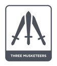 Three Musketeers Icon In Trendy Design Style. Three Musketeers Icon Isolated On White Background. Three Musketeers Vector Icon