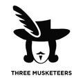 Three musketeers icon vector isolated on white background, logo