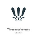 Three musketeers vector icon on white background. Flat vector three musketeers icon symbol sign from modern literature collection