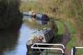 Three narrow boats moored on the Coventry Canal