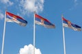 Three Serbian Flags Royalty Free Stock Photo