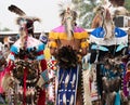 Three Native American Pow Wow Dancers from Behind