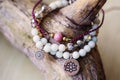 Three natural mineral stone beads bracelet