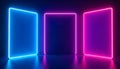 Three Neon Light Rectangles in a Dark Modern Setting Royalty Free Stock Photo