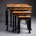 Colorful Handmade Nesting Tables With Intricate Designs