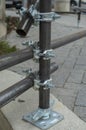 Three new scaffold double fix clamp and scaffold pipes for build the temporary structure