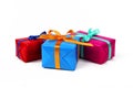 three new year christmas gift boxes isolated Royalty Free Stock Photo