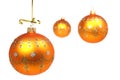 Three New Year's spheres of yellow color on white