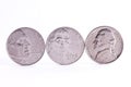 Three Nickel faces Royalty Free Stock Photo