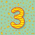 Three number birthday greeting design