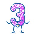 three number character icon doodle illustration