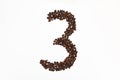 Three number formed with coffee beans Royalty Free Stock Photo