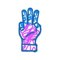 three number hand gesture icon doodle illustration