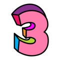 three or number 3 vector logo colorful playful design illustration Royalty Free Stock Photo