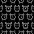 Three o clock. White clockface on black background. Seamless pattern. Vector illustration Royalty Free Stock Photo