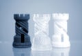 Three Objects photopolymer printed on a 3d printer. Royalty Free Stock Photo