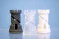 Three Objects photopolymer printed on a 3d printer. Royalty Free Stock Photo