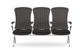 Three office chairs on white background. Isolated 3D illustration