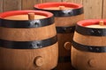 Three old beer barrels Royalty Free Stock Photo