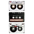 Three old cassette isolated on white