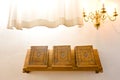 Three old church bibles Royalty Free Stock Photo