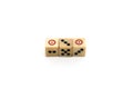 Three old dices line on white background Royalty Free Stock Photo