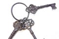 Three old keys attached to a ring Royalty Free Stock Photo
