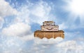 Three old leather suitcases on a heavenly journey Royalty Free Stock Photo