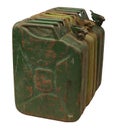 Three old rusty gasoline jerry can Royalty Free Stock Photo