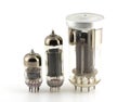 Three old triodes (valves). Royalty Free Stock Photo