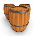 Three Old Wooden Barrels On White Background Royalty Free Stock Photo