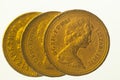 Three one pound coins