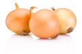 Three onion bulbs on white background