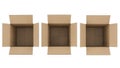 Three open cardboard boxes arranged in a row Royalty Free Stock Photo