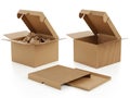 Three open cardboard boxes isolated on white background Royalty Free Stock Photo