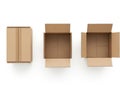Three open cardboard boxes on white background Royalty Free Stock Photo