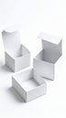 Three open white cardboard boxes on a white background Royalty Free Stock Photo