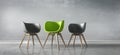 Three opposite chairs in a room - concept discussion Royalty Free Stock Photo