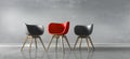 Three opposite chairs in a room - concept discussion Royalty Free Stock Photo