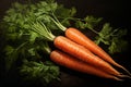 three orange carrots on a dark background Royalty Free Stock Photo