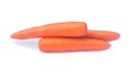 Three orange carrots vegetable in stack isolated on white background with clipping path Royalty Free Stock Photo