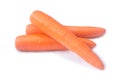 Three orange carrots vegetable in stack isolated on white background with clipping path Royalty Free Stock Photo
