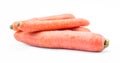 Three orange carrots on a white background Royalty Free Stock Photo
